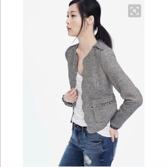 BR Scalloped Hem Blazer Jacket Collarless - Picture 2 of 7